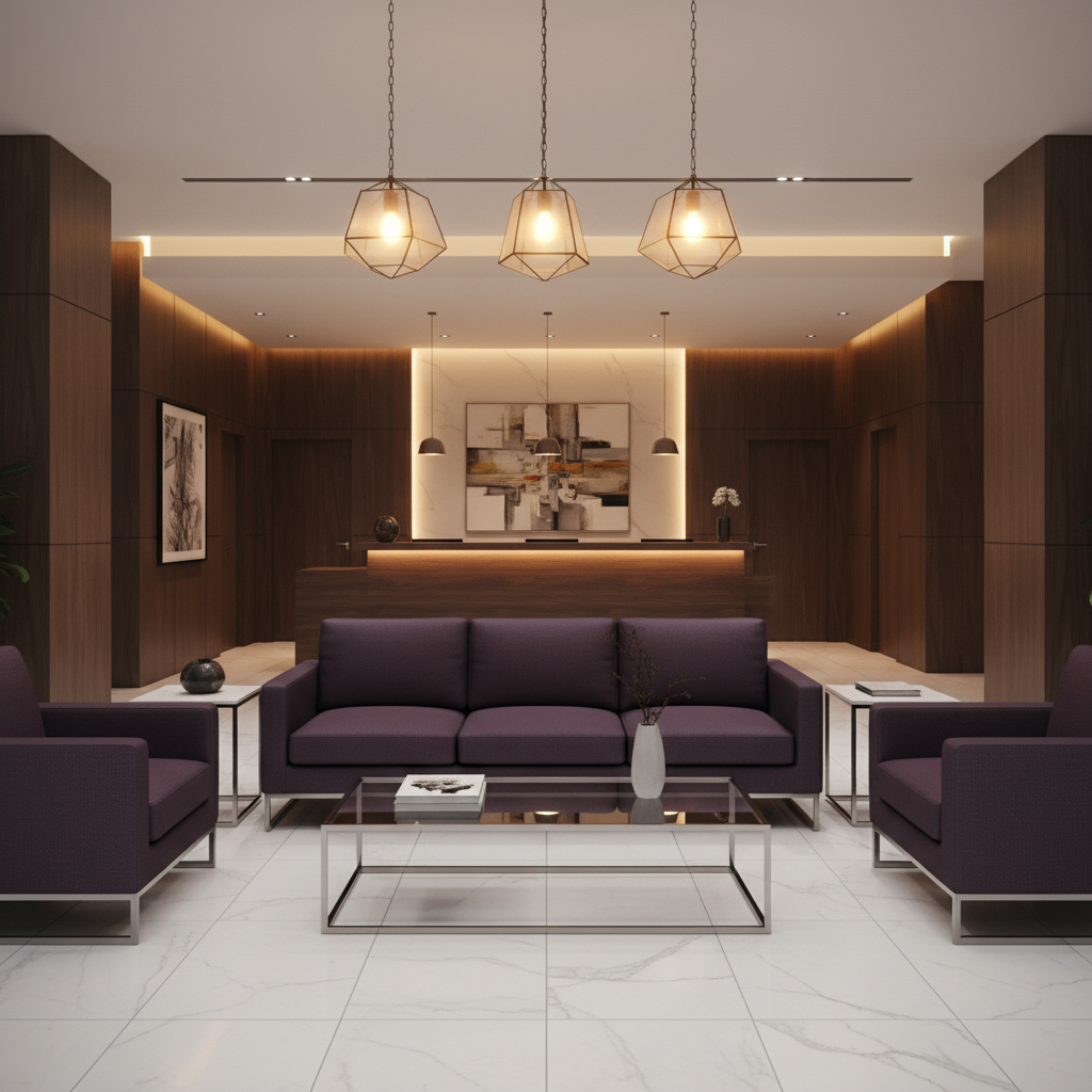 Fine Pebble Grain Deep Plum Upholstered Sofa | Architectural Fabrics