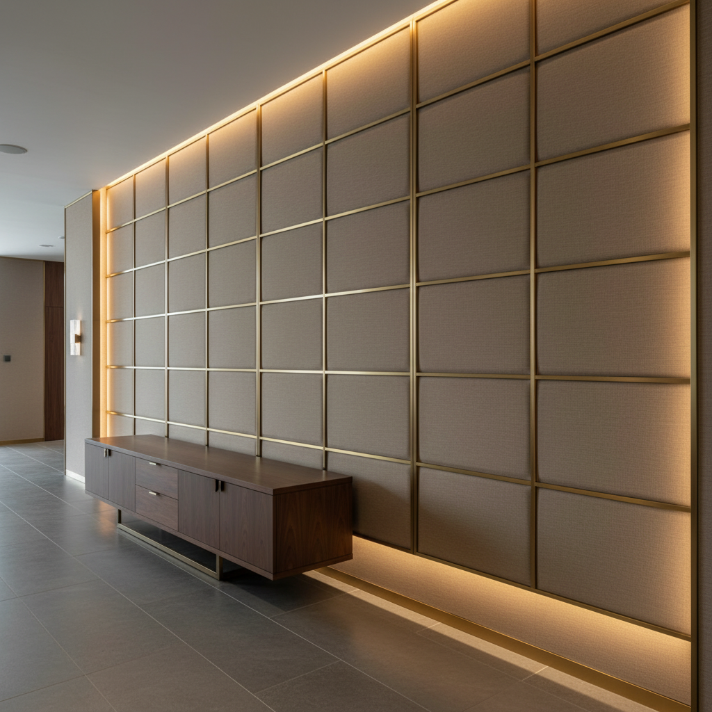 Aarden - Earthen Taupe Silicone Hybrid Upholstered Wall Panel | Architectural Fabrics