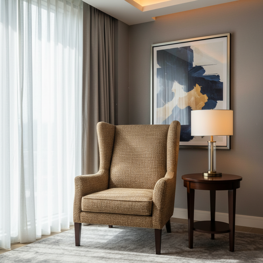 Rattan Bay - Coffee Upholstered Chair | Architectural Fabrics