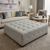 Fine Woven Texture Soft Gray Upholstered Ottoman | Architectural Fabrics