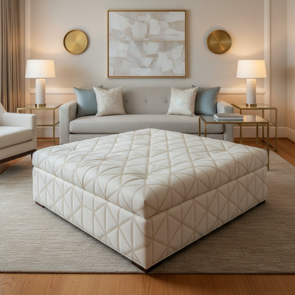 Tres Palmas - Linen Upholstered Ottoman | Architectural Fabrics