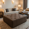 Woven Textile Texture Dark Chocolate Upholstered Ottoman | Architectural Fabrics