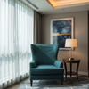 Subtle Textured Solid Deep Teal Upholstered Chair | Architectural Fabrics