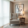 Fine Woven Texture Soft Taupe Upholstered Chair | Architectural Fabrics