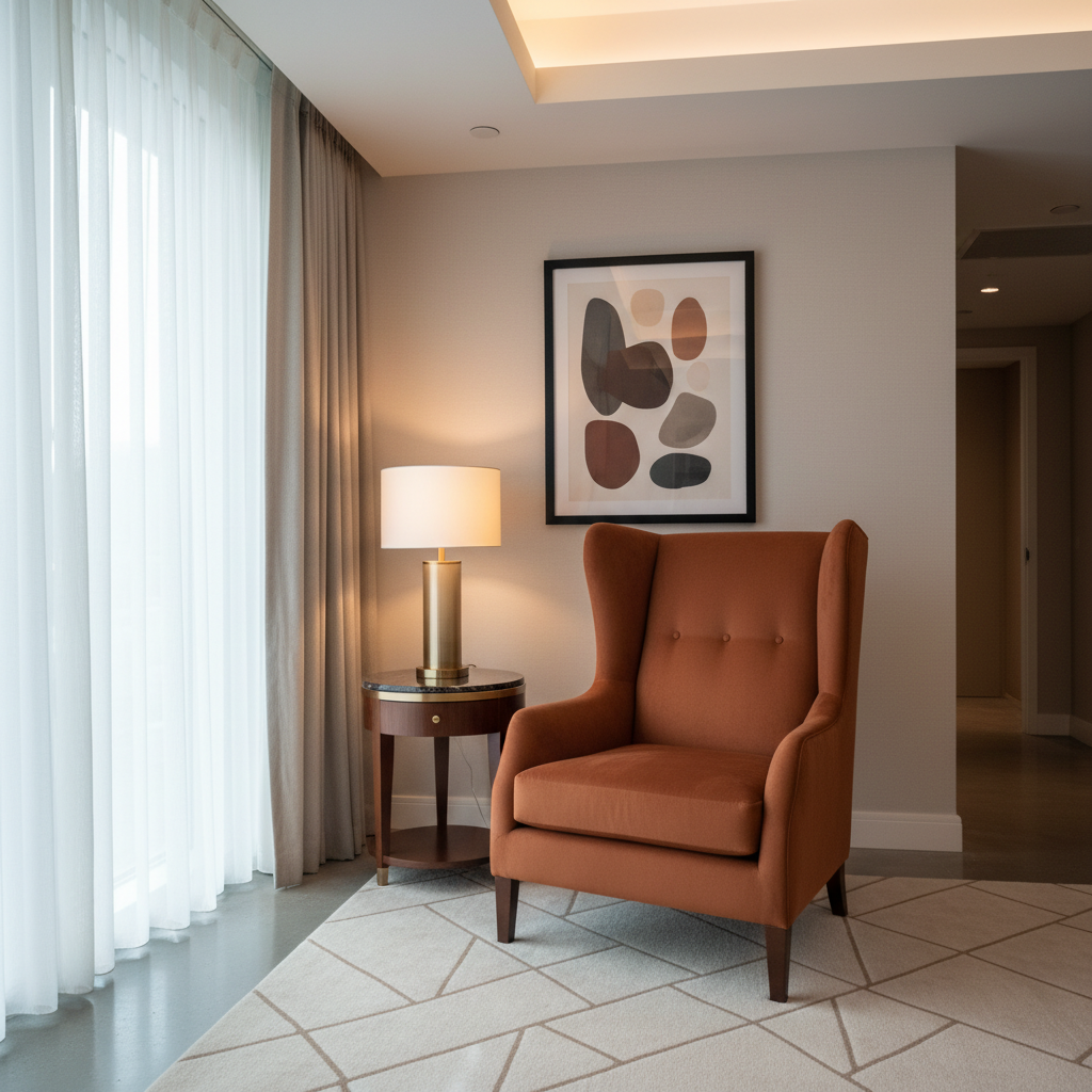 Ultrasuede  Terracotta Brown Upholstered Chair | Ultrasuede Upholstery