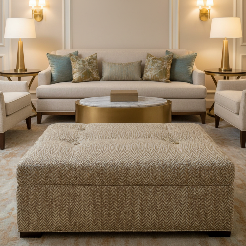 Rum Punch - Field Upholstered Ottoman | Architectural Fabrics