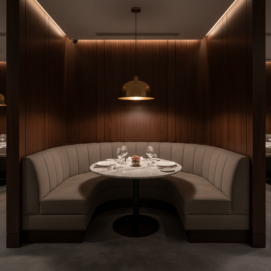 Soper Hole - Silver Frost Upholstered Banquette | Architectural Fabrics