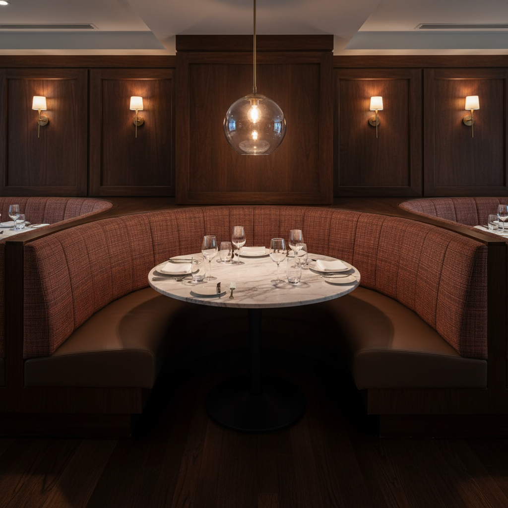 Woven Crosshatch Texture Rustic Sienna Upholstered Banquette | Architectural Fabrics