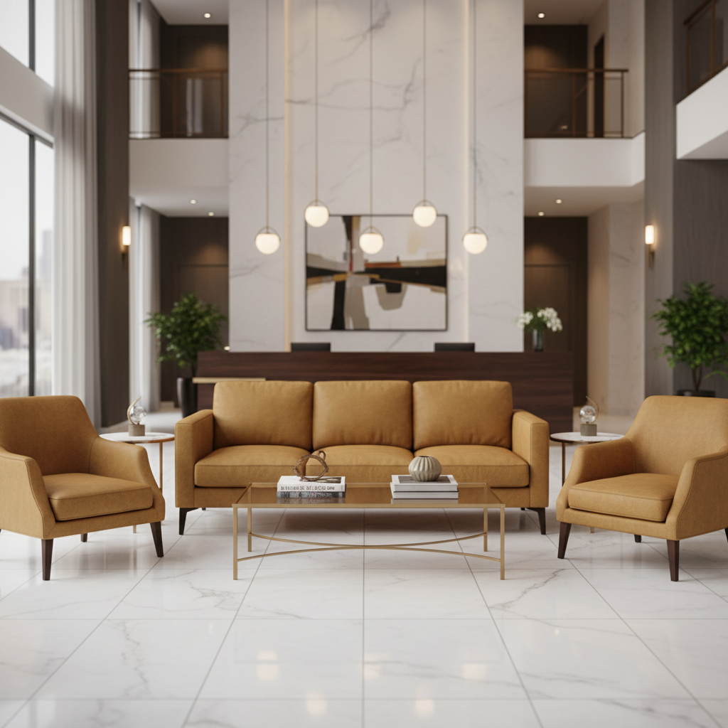 Smooth Pebble Grain Golden Wheat Upholstered Sofa | Architectural Fabrics
