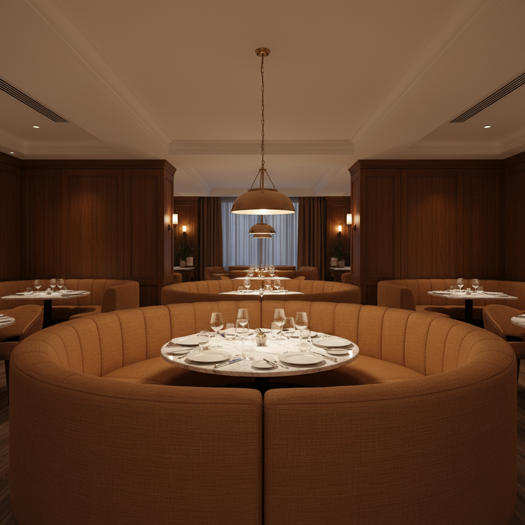 Fine Woven Texture Burnt Sienna Upholstered Banquette | Architectural Fabrics