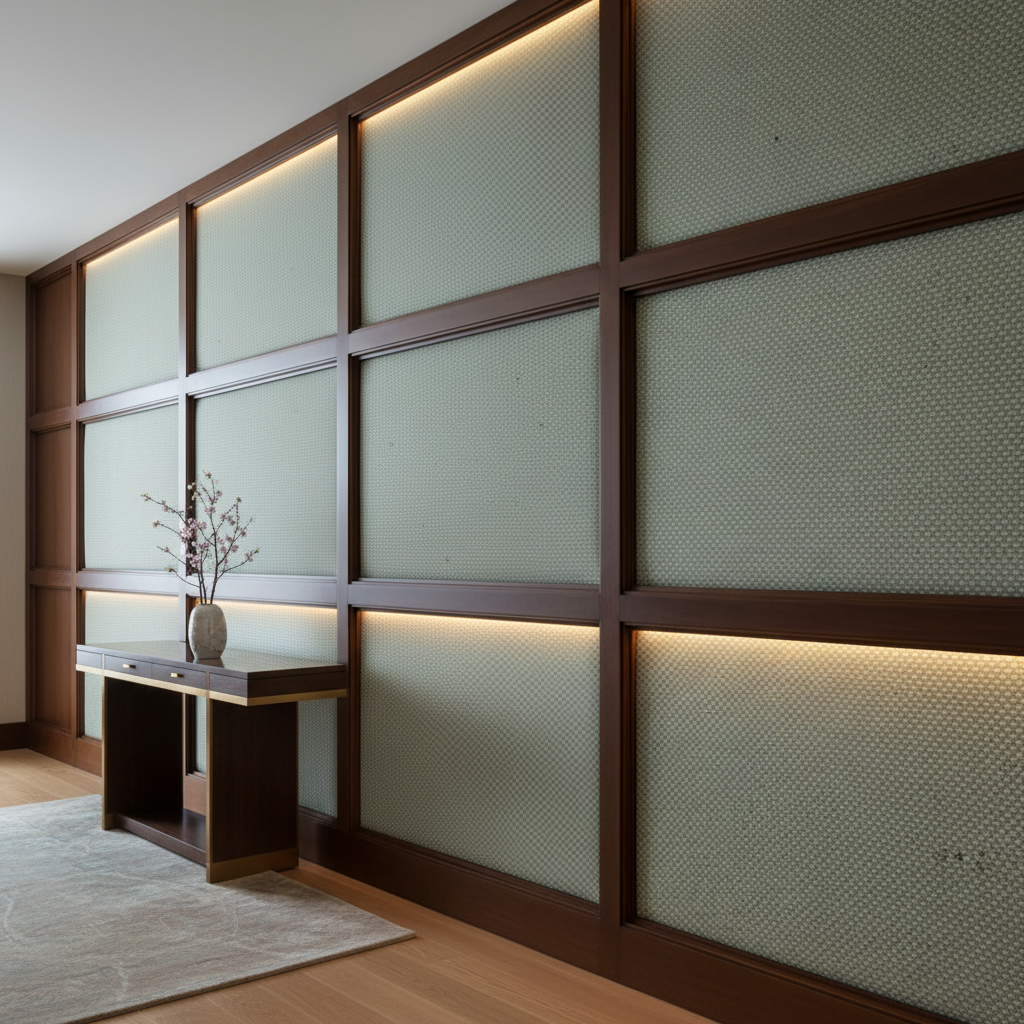 Geometric Woven Texture Seafoam Green Upholstered Wall Panel | Architectural Fabrics