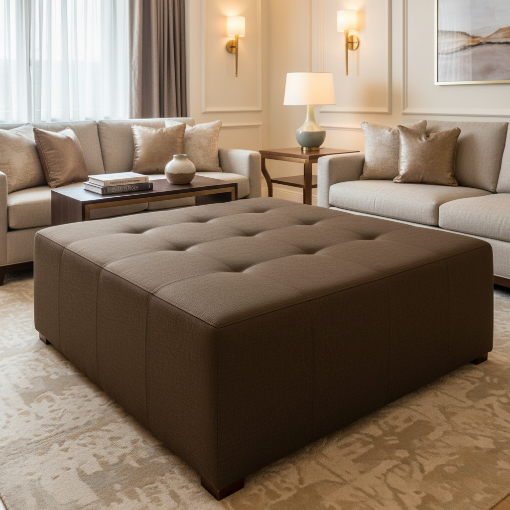 Triangle Reef - Chocolate Upholstered Ottoman | Architectural Fabrics