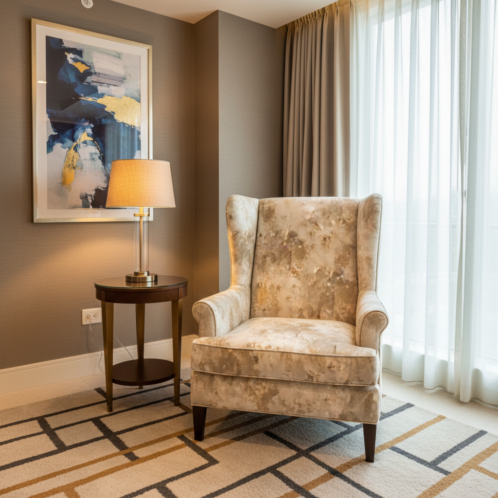 Mottled Cloudscape Texture Creamy Beige Upholstered Chair | Architectural Fabrics