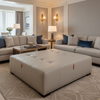 Red Hook - Salt Upholstered Ottoman | Architectural Fabrics