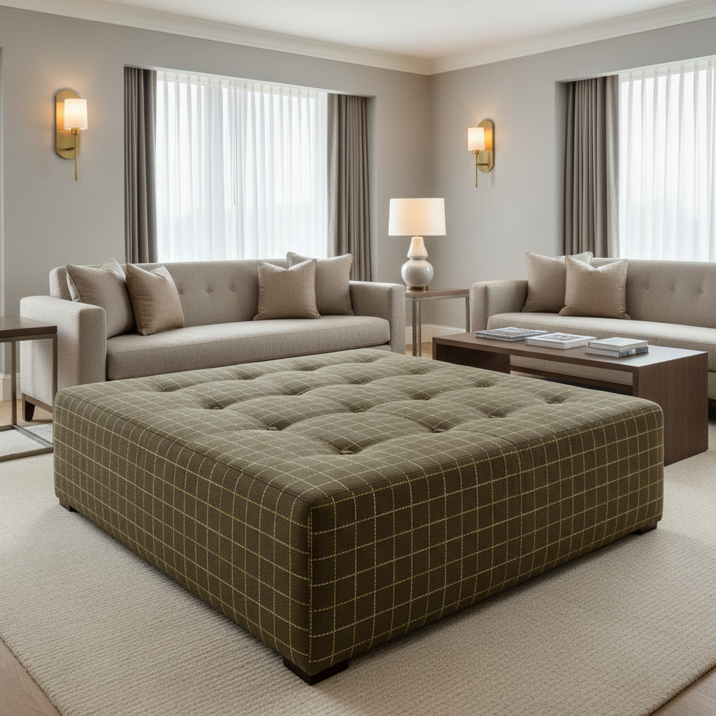 West End - Truffle Upholstered Ottoman | Architectural Fabrics