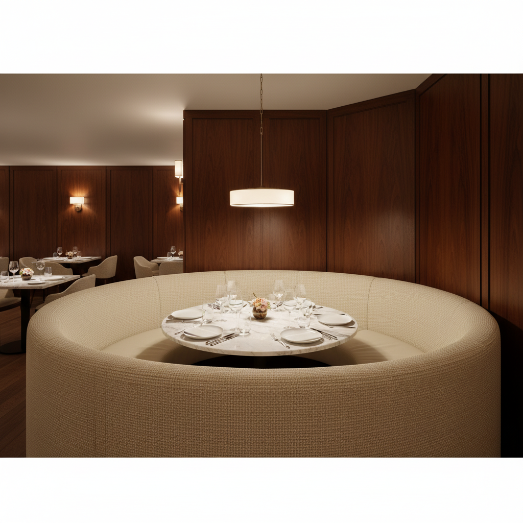 Woven Basketweave Texture Creamy Ivory Upholstered Banquette | Architectural Fabrics