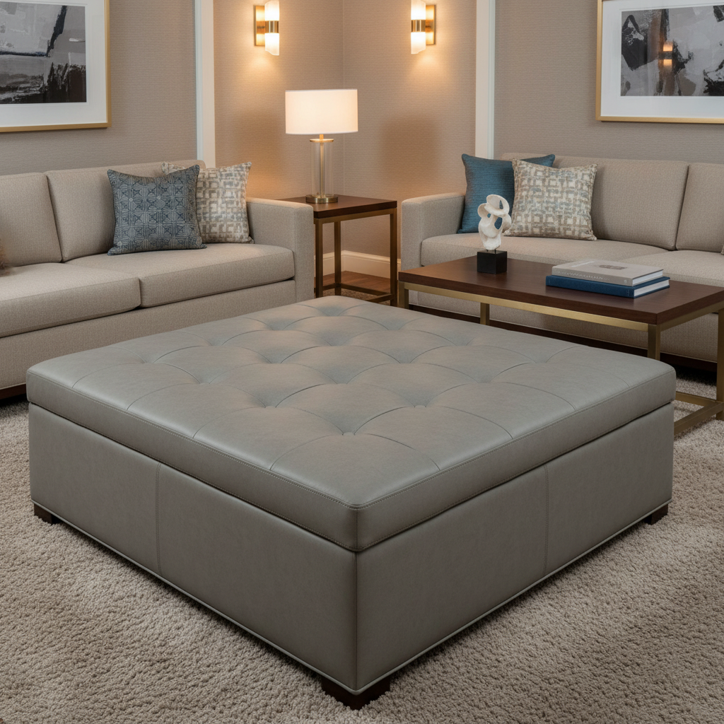Maho Bay - Mineral Upholstered Ottoman | Architectural Fabrics