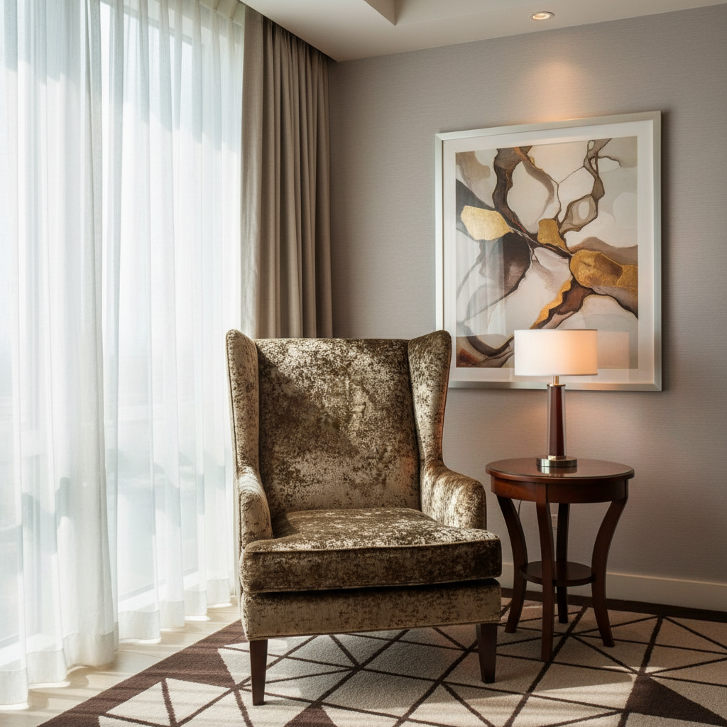 Crushed Velvet Texture Bronze Umber Upholstered Chair | Architectural Fabrics