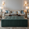Embossed Reptile Skin Deep Teal Upholstered Ottoman | Architectural Fabrics