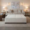 Fine Textured Grain Soft White Upholstered Ottoman | Architectural Fabrics