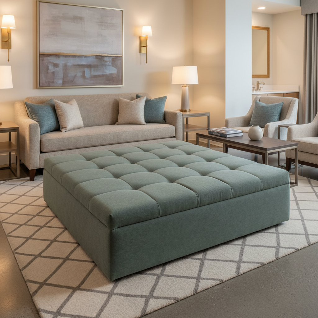 Soper Hole - Lagoon Upholstered Ottoman | Architectural Fabrics