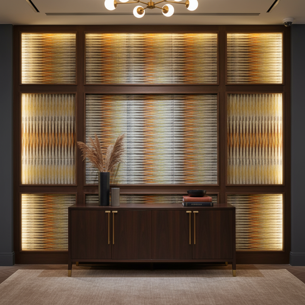 Apache - Desert Flame Silicone Hybrid Upholstered Wall Panel | Architectural Fabrics
