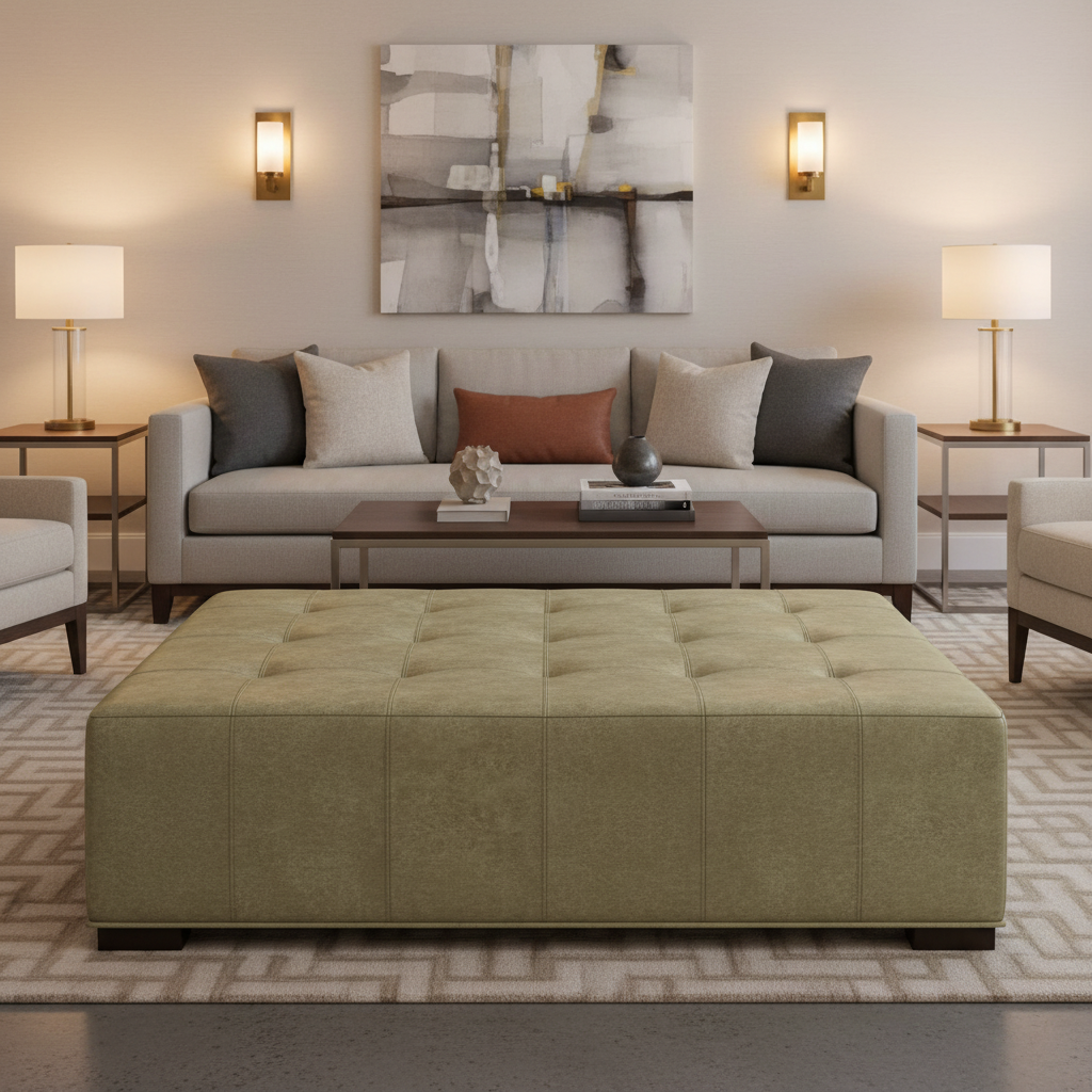 Tobago - Basil Upholstered Ottoman | Architectural Fabrics