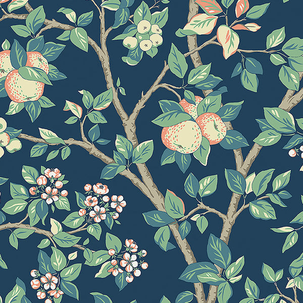 Ingrid Marie Navy - Sage Wallcovering | Schumacher