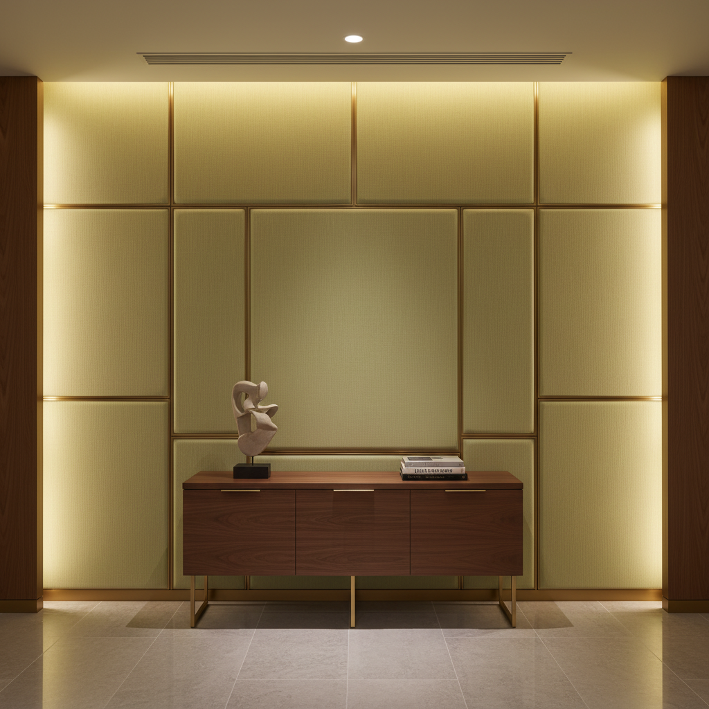 Vertical Linen Texture Pale Chartreuse Upholstered Wall Panel | Architectural Fabrics