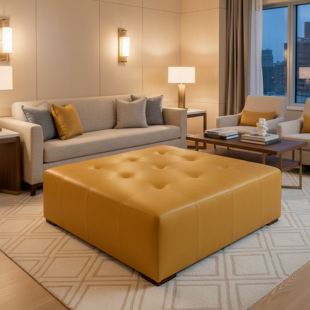 Bastia - Bastia Performance Polyurethane Upholstered Ottoman | Architectural Fabrics