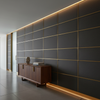 Fine Leather Grain Deep Charcoal Upholstered Wall Panel | Architectural Fabrics