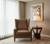 BANDOLIER - Cocoa Bean Faux Leather Upholstered Chair | Architectural Fabrics