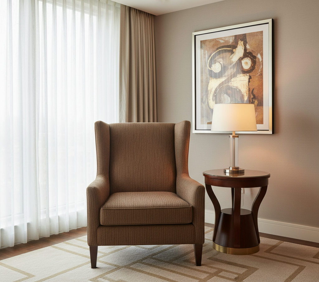BANDOLIER - Cocoa Bean Faux Leather Upholstered Chair | Architectural Fabrics