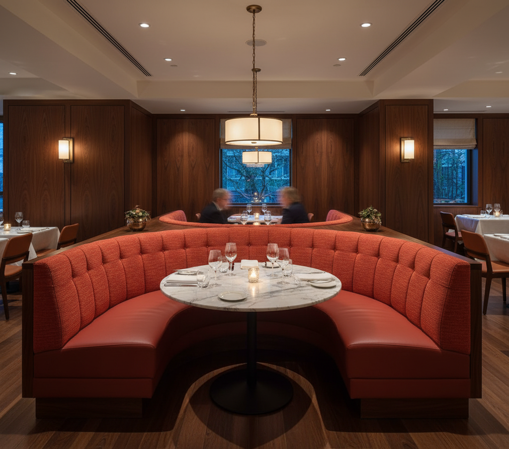 BARNUM - Crimson Weave Texture Upholstery Upholstered Banquette | Architectural Fabrics