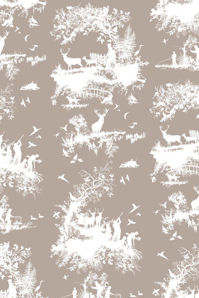 Hunting Toile White on Stone