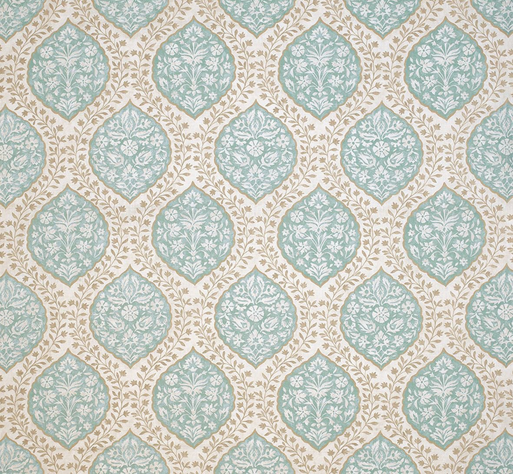 DWCY-900173 Nina Campbell Fabric Aqua designer-wallcoverings-los-angeles