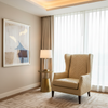 Channel Stitched Chevron Pale Gold Upholstered Chair | Architectural Fabrics