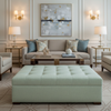 Fine Woven Texture Pale Celadon Upholstered Ottoman | Architectural Fabrics