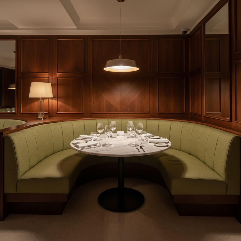 Triangle Reef - Evergreen Upholstered Banquette | Architectural Fabrics