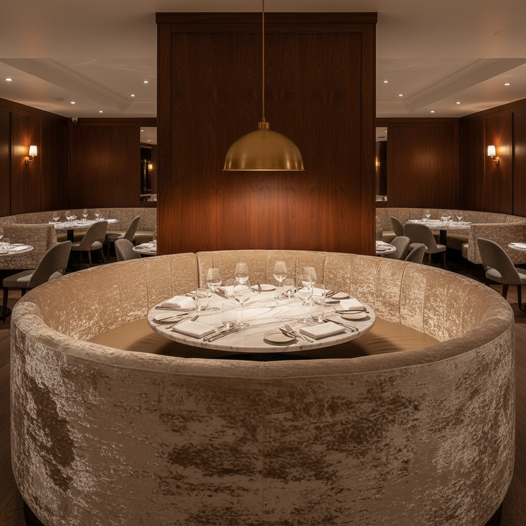 Crushed Velvet Texture Oyster Pearl Upholstered Banquette | Architectural Fabrics