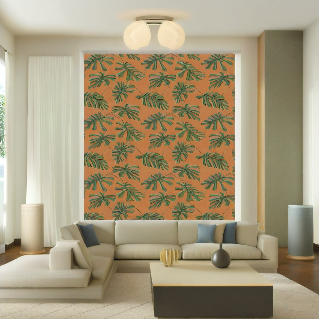 Room Setting - Monstera Naranja Wallcovering