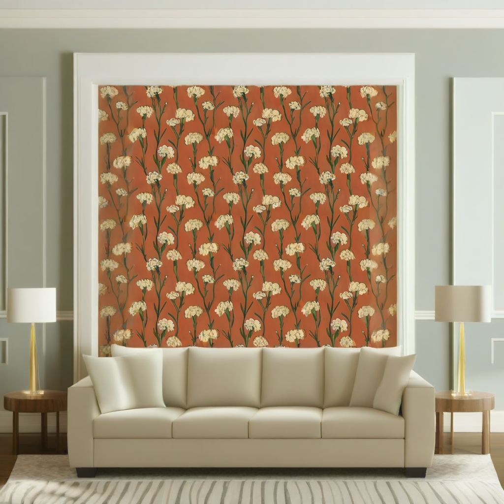 Room Setting - Clavelitos Red Wallcovering