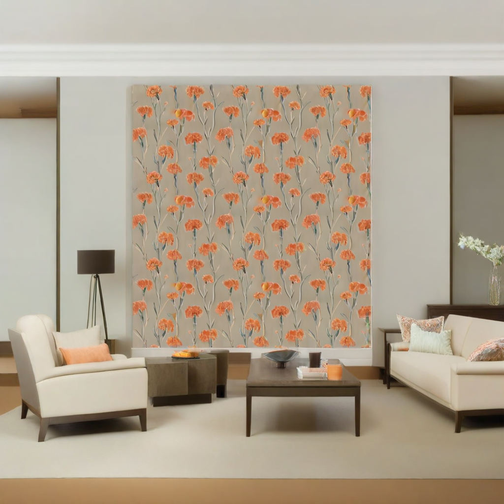 Room Setting - Clavelitos Grey Wallcovering