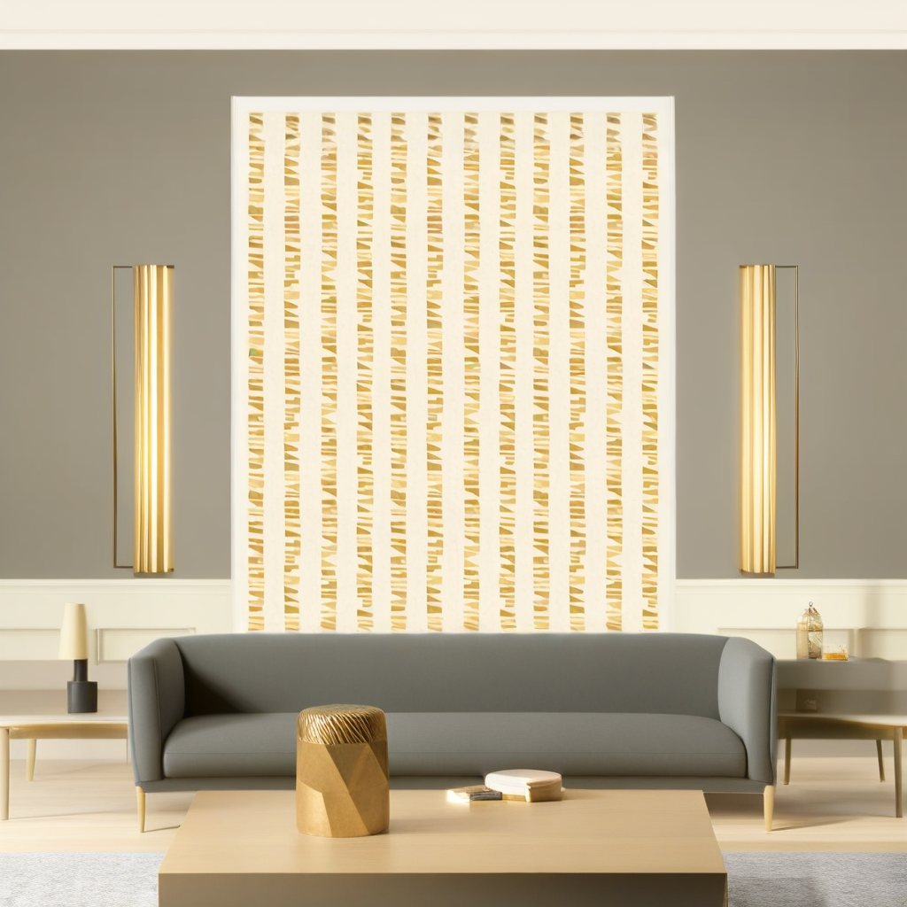 Room Setting - Linear Footprints Ocher Wallcovering