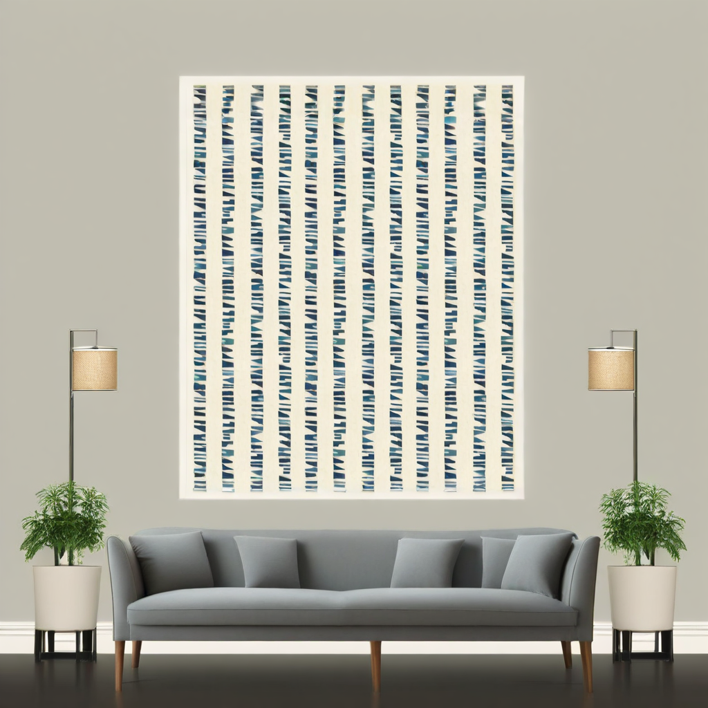Room Setting - Linear Footprints Blue Wallcovering