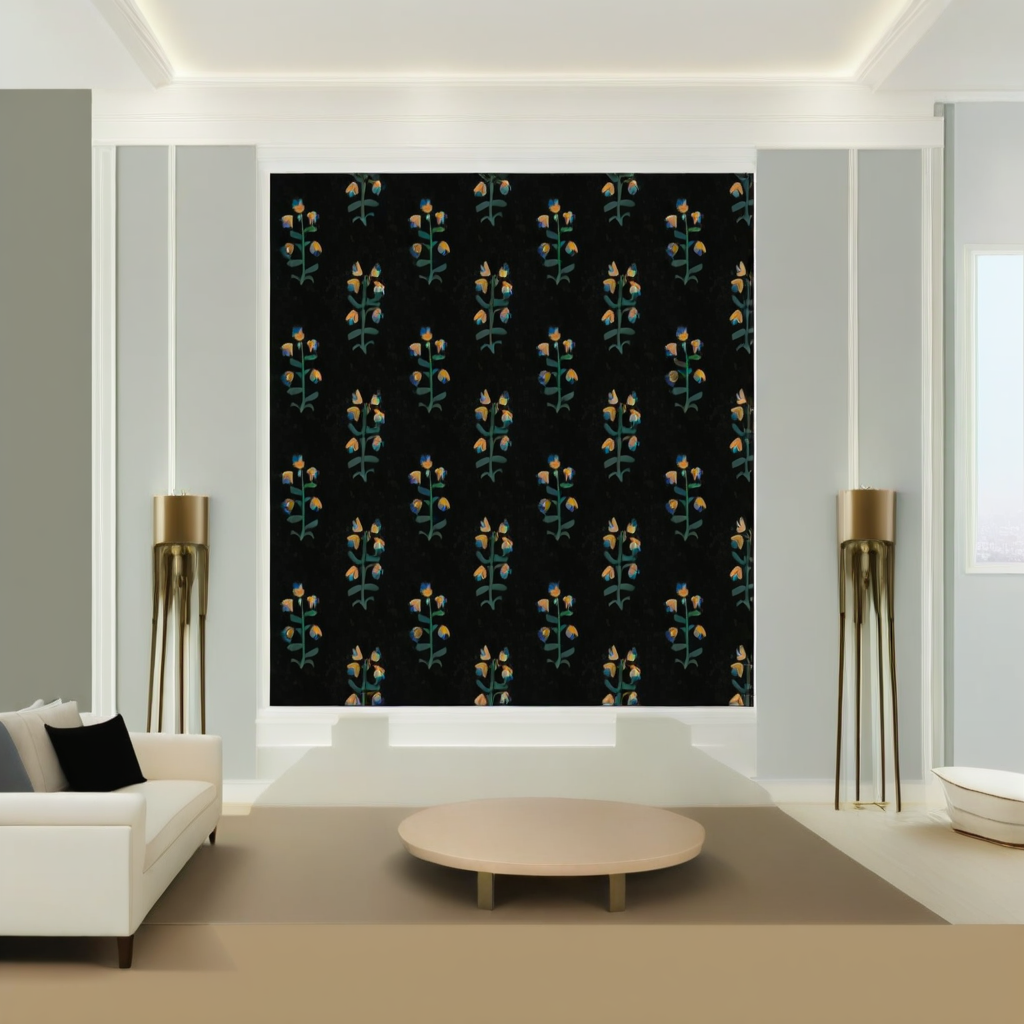 Room Setting - Pacific Blooming Black Wallcovering