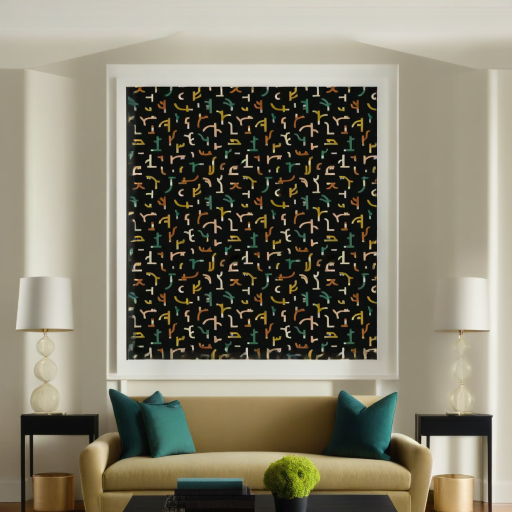 Room Setting - Tribal Tongue Black Wallcovering
