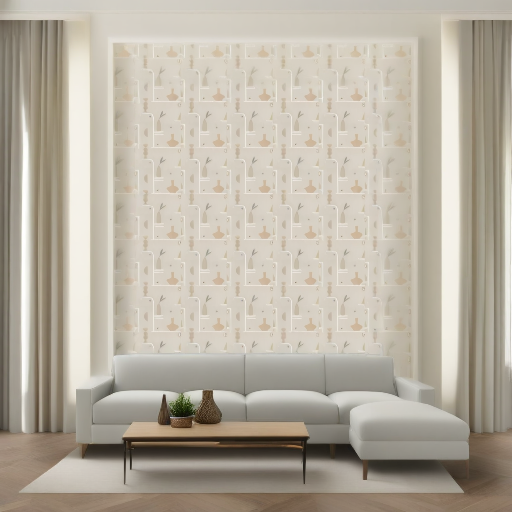 Room Setting - Archaeological Forms Grey Wallcovering