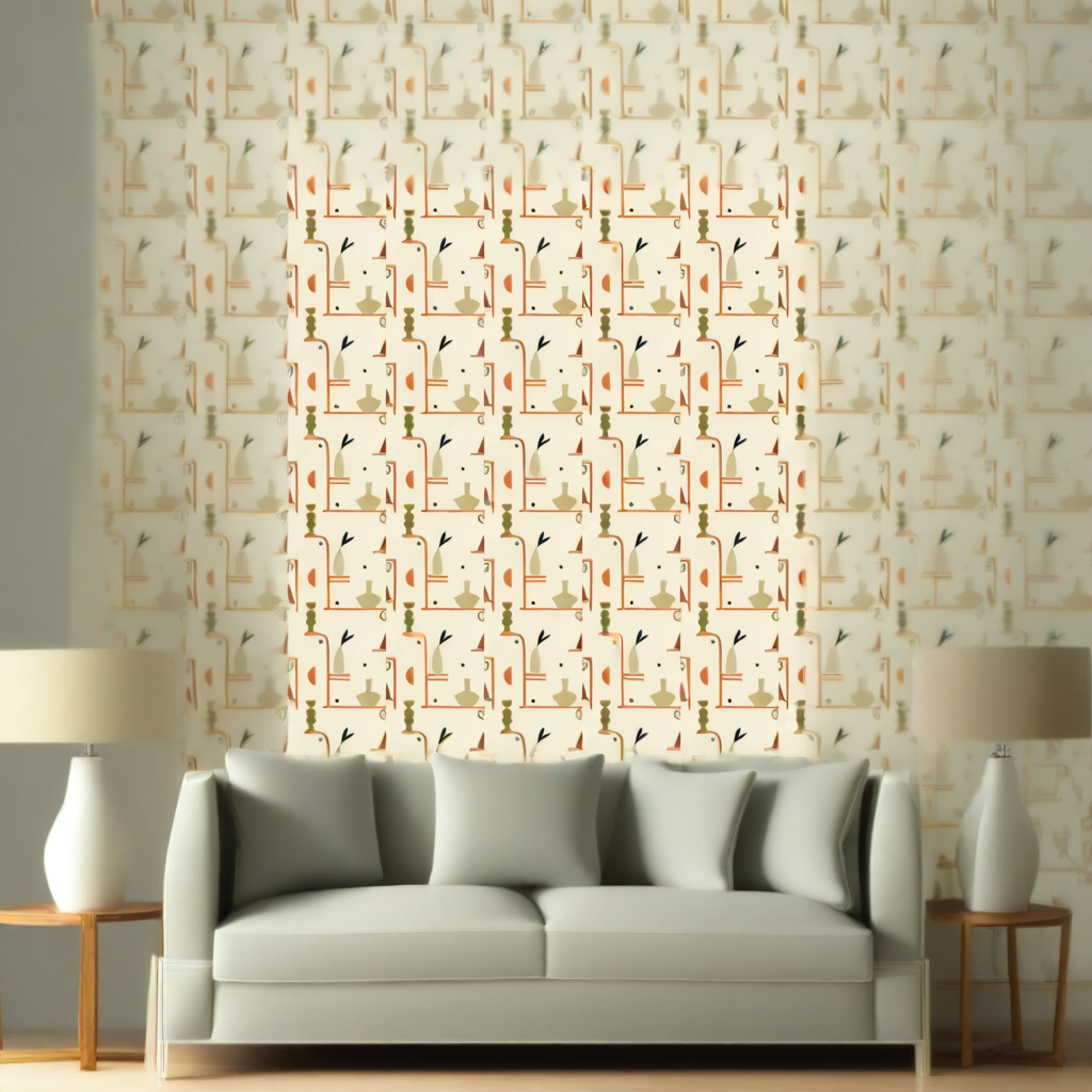 Room Setting - Archaeological Forms Beige Wallcovering