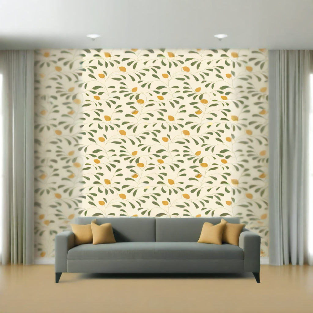 Room Setting - Fresh Lemons Green Wallcovering